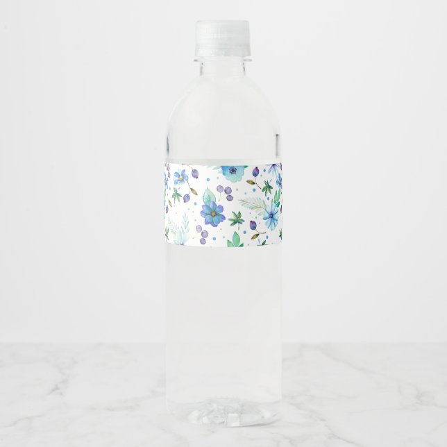 Rótulo Para Garrafa D'água Rosa azul (Frente)