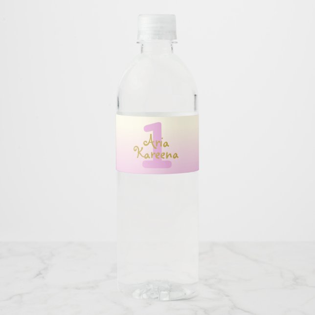 Rótulo Para Garrafa D'água Rótulo da Garrafa de Água, cor-de-rosa e Dourada, (Frente)