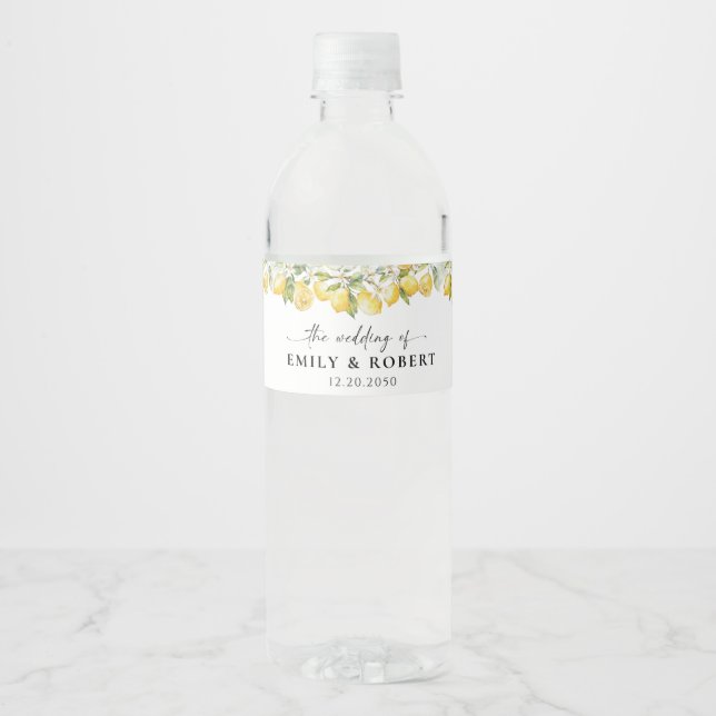Rótulo Para Garrafa D'água Rótulo de Garrafa de Água de Casamento de Citrus L (Frente)