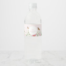 Rótulo de Garrafa de Água de Casamento Floral Peôn