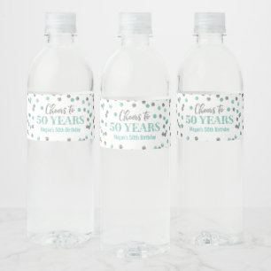 Rótulo Para Garrafa D'água Saúde para 50 anos Aniversário de Aqua Silver Co
