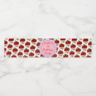 Rótulo Para Garrafa D'água Strawbery Girl Pink Aniversário Obrigado Berry