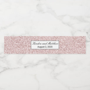 Rótulo Para Garrafa D'água Textura de Brilho de Cristal de Gelo Rosa