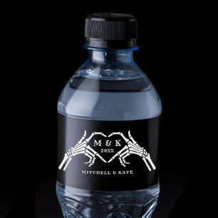 Rótulo Para Garrafa D'água Til Death Nos Parte Casamento Preto De Mão Coração