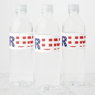 Rótulo Para Garrafa D'água Tipografia Trump Patriótica