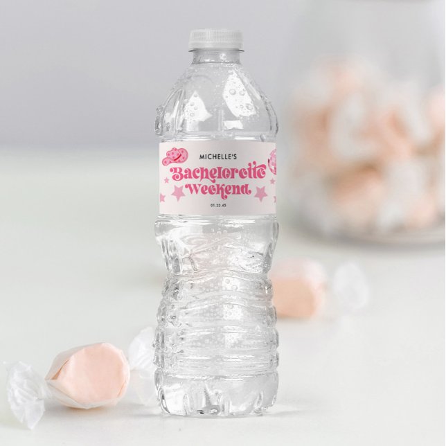 Rótulo Para Garrafa D'água Última Festa de solteira do Disco Rodeo (Water Bottle Label)