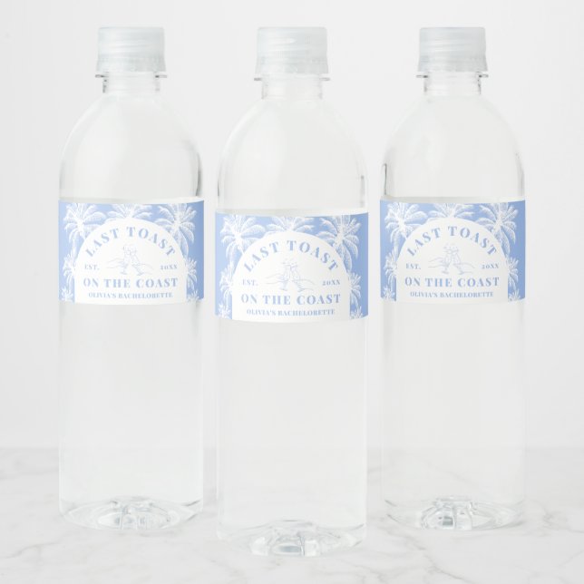 Rótulo Para Garrafa D'água Último Brinde Na Bachelorette Costeira Da Praia Co (Garrafas)
