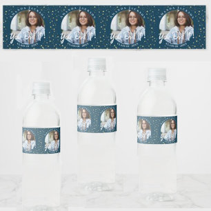 Rótulo Para Garrafa D'água Você Fez a turma de fotos azuis da graduação de 20