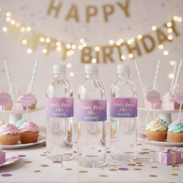 Rótulo Para Garrafa D'água Water Bottle Label Gradient Pink Watercolor