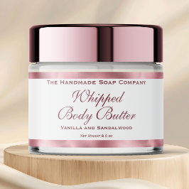 Rótulo Para Garrafa D'água Waterproof Body Butter Jar Label White & Pink Foil