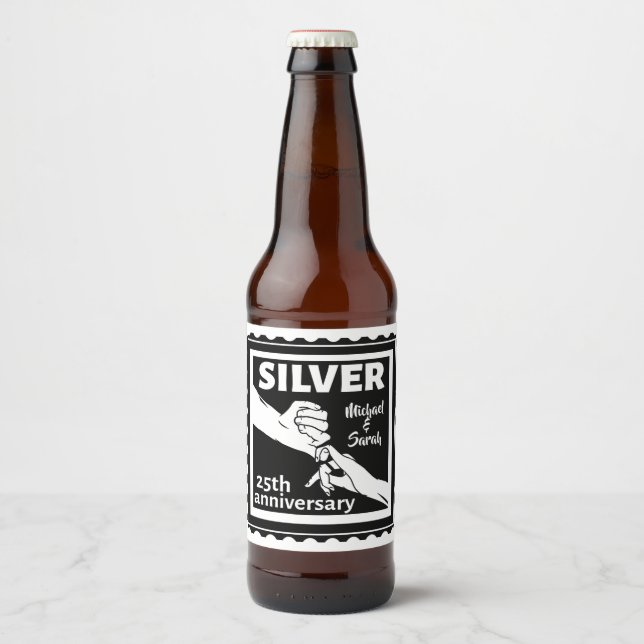 Rótulo Para Garrafa De Cerveja 25 anos de prata (Frente)