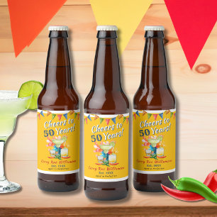 Rótulo Para Garrafa De Cerveja 50º Aniversário Alega 50 anos Fiesta Themed