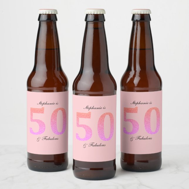 Rótulo Para Garrafa De Cerveja 50º Aniversário Cinquenta Fabulosa Nome Rosa Mante (Garrafas)
