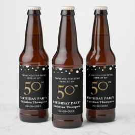 Rótulo Para Garrafa De Cerveja 50º aniversário, tema ouro e preto, obrigado