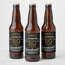 Rótulo Para Garrafa De Cerveja 50.º aniversário Dourado negro, lendário engraçado