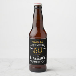Rótulo Para Garrafa De Cerveja 50.º aniversário Dourado negro, lendário engraçado