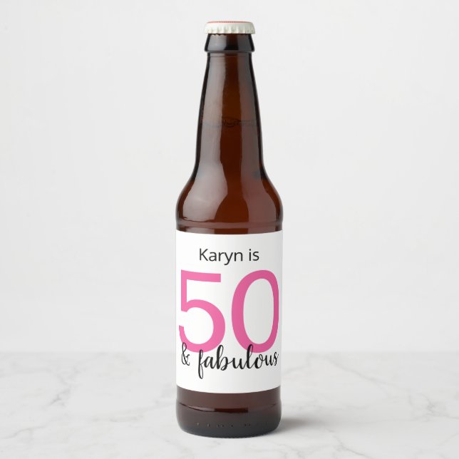 Rótulo Para Garrafa De Cerveja 50 e Fabulosa Senhoras 50ª Festa de aniversário (Frente)