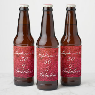 Rótulo Para Garrafa De Cerveja 50 E Fabuloso Aniversário Vermelho Branco Brilhant