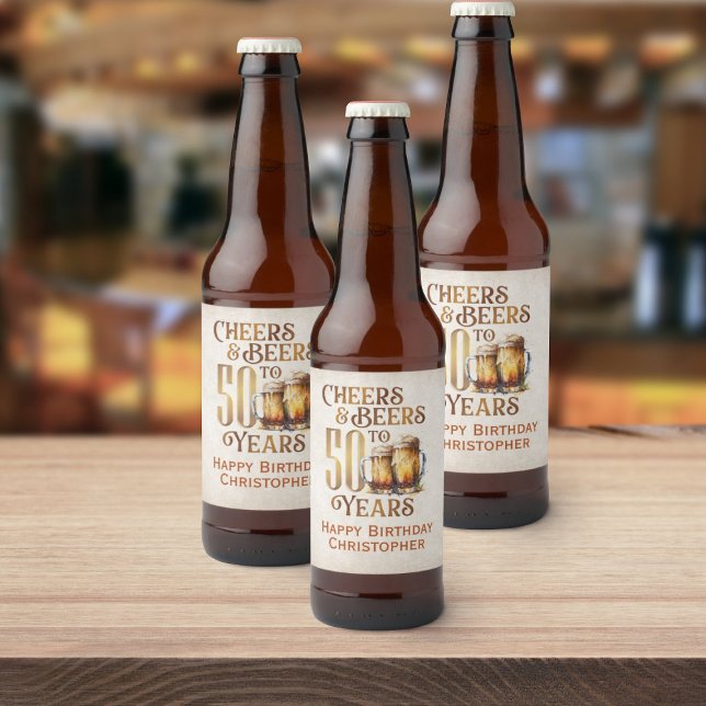 Rótulo Para Garrafa De Cerveja 50.o aniversário do Cheers & Beers (Criador carregado)