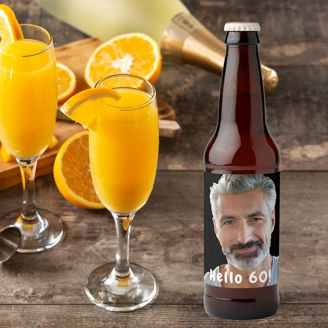Rótulo Para Garrafa De Cerveja 60ª foto de aniversário alô 60 caras homens (Criador carregado)