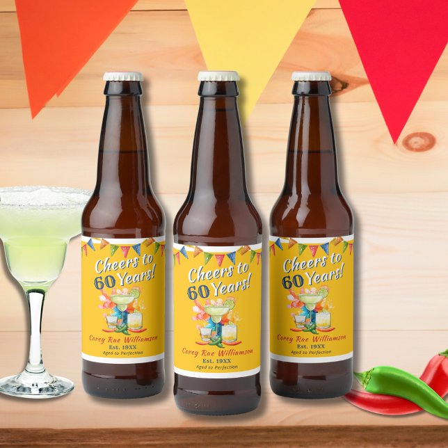 Rótulo Para Garrafa De Cerveja 60º Aniversário Alegra a 60 anos Fiesta (Criador carregado)