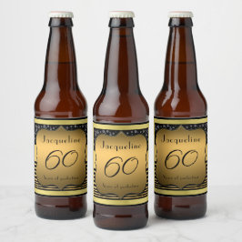 Rótulo Para Garrafa De Cerveja 60.º Aniversário Rótulo do Frasco de Cerveja Doura