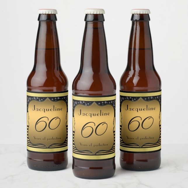 Rótulo Para Garrafa De Cerveja 60.º Aniversário Rótulo do Frasco de Cerveja Doura (Garrafas)