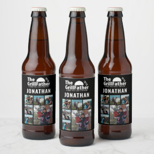 Rótulo Para Garrafa De Cerveja 6 Colagem de Fotos Dia dos Pais O Grillfather BBQ