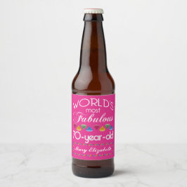 Rótulo Para Garrafa De Cerveja 70 Aniversário Mais Fabuloso Gems Coloridas Rosa