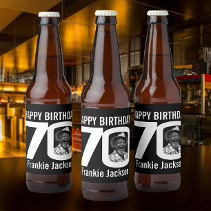 Rótulo Para Garrafa De Cerveja 70 Birthday - nome personalizado de fotografia pre