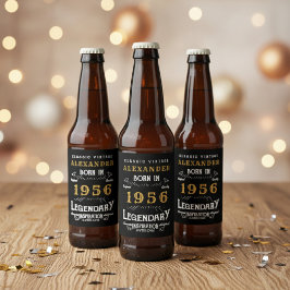 Rótulo Para Garrafa De Cerveja 70th Birthday Legend Born 1956 Vintage Black