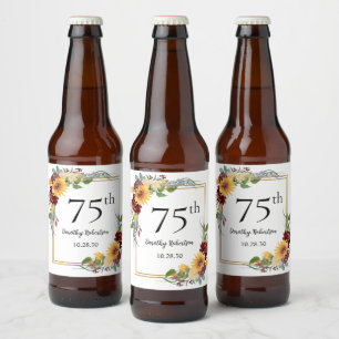 Rótulo Para Garrafa De Cerveja 75.o aniversário Girassóis