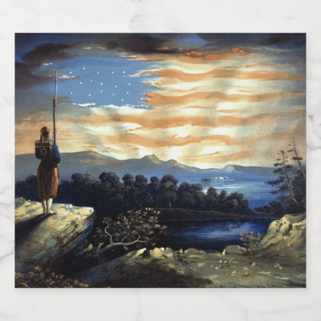 Rótulo Para Garrafa De Cerveja A bandeira dos Estados Unidos no Céu, Guerra Civil (Rótulo Único)