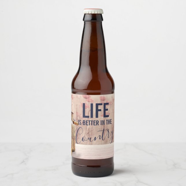 Rótulo Para Garrafa De Cerveja A vida é melhor nas citações do país com lata (Frente)