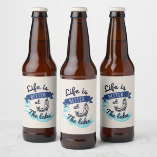 Rótulo Para Garrafa De Cerveja A vida é melhor no lago engraçado