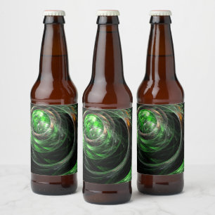 Rótulo Para Garrafa De Cerveja À volta da Abstrato de Arte Verde Mundial