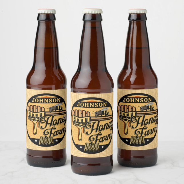 Rótulo Para Garrafa De Cerveja Abelhas de mel Fazenda personalizada (Garrafas)
