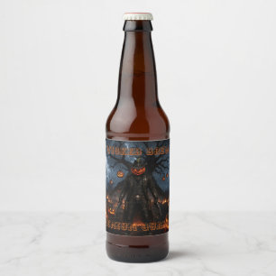 Rótulo Para Garrafa De Cerveja Abóbora Assustadora de Halloween Xerife Cowboy Rel