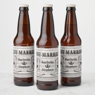 Rótulo Para Garrafa De Cerveja Acabaram de se Casar no Oeste Caubói País de Madei