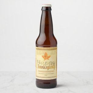 Rótulo Para Garrafa De Cerveja Acção de graças feliz, folhas da queda