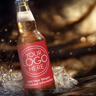 Rótulo Para Garrafa De Cerveja Adicione seu logotipo corporativo Vermelho moderno