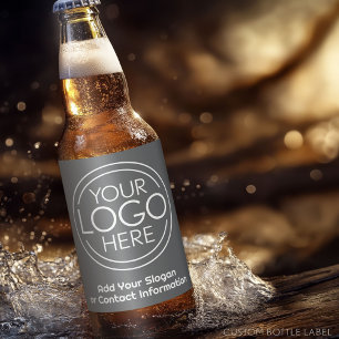 Rótulo Para Garrafa De Cerveja Adicione seu logotipo Empresa Cinza moderna