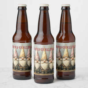 Rótulo Para Garrafa De Cerveja Adoráveis Gnomos Chapéus Pontiagudos Barba Longa