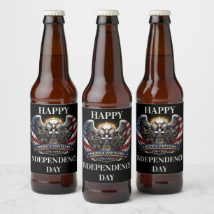 Rótulo Para Garrafa De Cerveja Águia Patriótica e Tributo Militar América 250