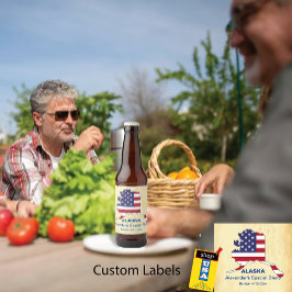 Rótulo Para Garrafa De Cerveja Alaska EUA Estado Monograma 🍺 Cores Personalizada