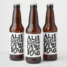 Rótulo Para Garrafa De Cerveja Alemão "Feliz Aniversário" Lino Impressão