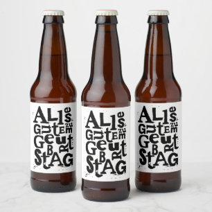 Rótulo Para Garrafa De Cerveja Alemão "Feliz Aniversário" Lino Impressão