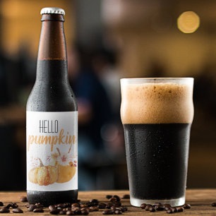 Rótulo Para Garrafa De Cerveja Alô Moderno Pumpkin Orange Pumpkin Com Flores