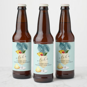 Rótulo Para Garrafa De Cerveja Aloha Pina Colada Festa de aniversário de coquetel