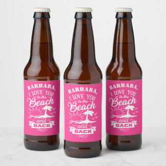 Rótulo Para Garrafa De Cerveja Ame-te à Praia e ao costume branco cor-de-rosa